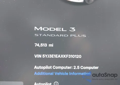 2019 Tesla Model 3 Long Range/Mid Range/Standard Range/Standard Range Plus z USA, uszkodzony, nr VIN 5YJ3E1EAXKF310120